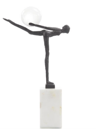 FEMALE FIGURE BALANCING SELENITE BALL
