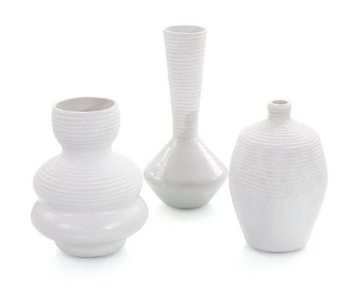 WHITE CHISELED VASE LG
