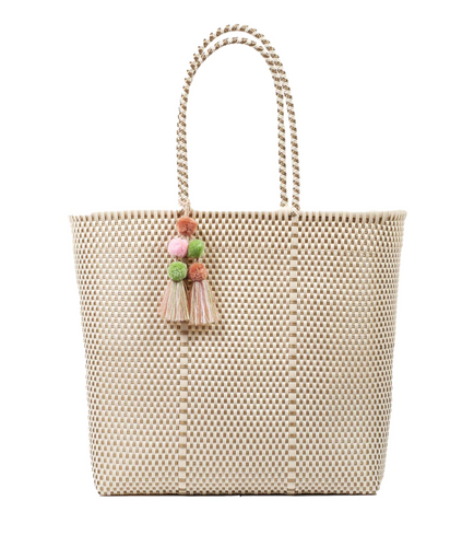 Large Open Tote-Bone/Gold