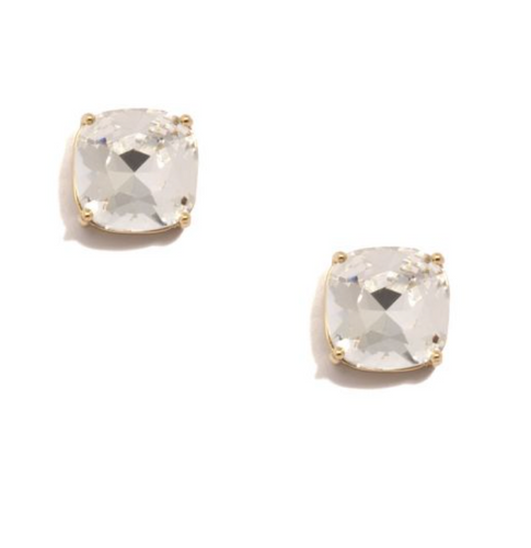 Clear Square Crystal Stud Earring