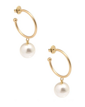 Pearl Bead Drop Hoop Earring