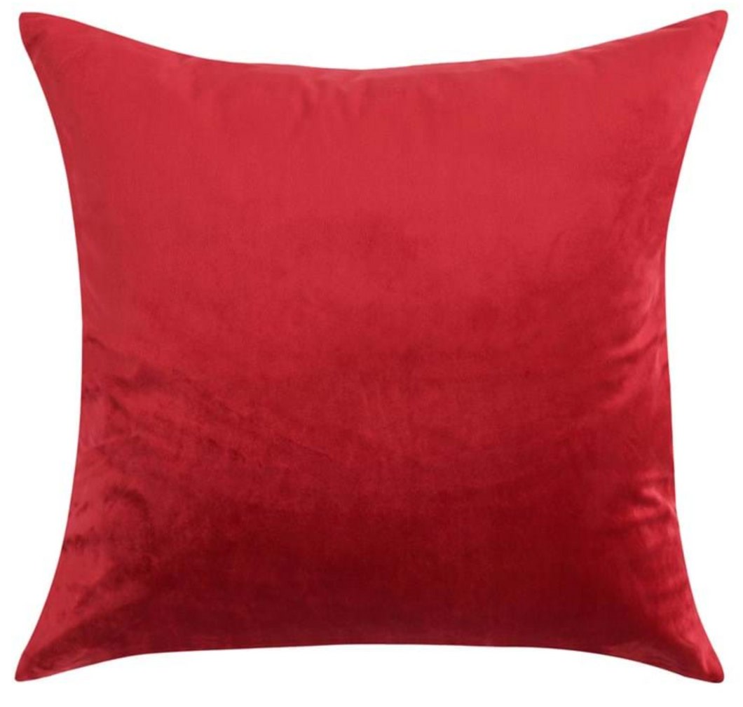 VELVET RED PILLOW 22X22