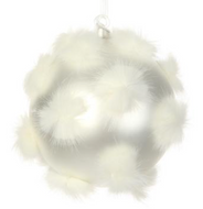 6" POMPOM GLASS BALL ORNAMENT