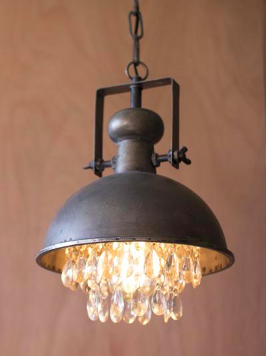 Metal Pendant with Hanging Crystals, Lighting, Laura of Pembroke