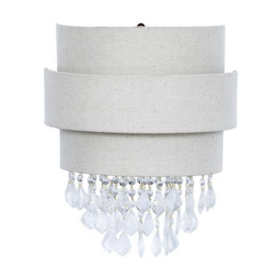 Linen Wall Sconce with Crystals, Lighting, Laura of Pembroke