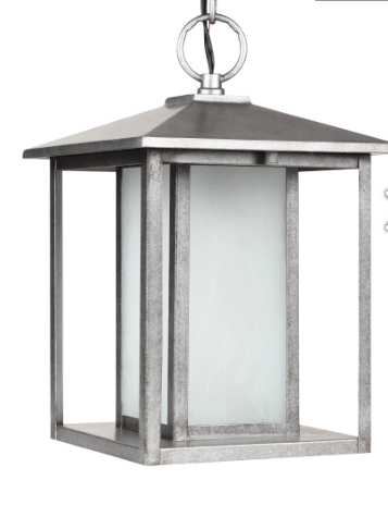 Transitional Minimalism Weathered Pewter 1 Light Outdoor Pendant, Lighting, Laura of Pembroke