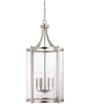 Satin Nickel 6 Light Medium Foyer Lantern, Lighting, Laura of Pembroke