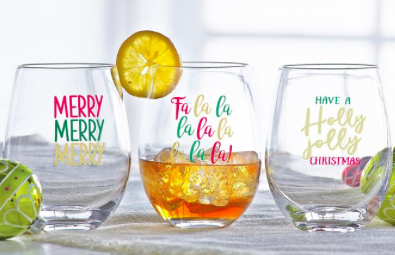 Christmas Wine Glass, Gifts, Mud Pie, Laura of Pembroke