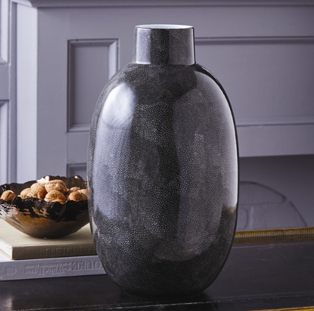 Large Grey Shagreen Oval Vase, Home Accessories, Laura of Pembroke