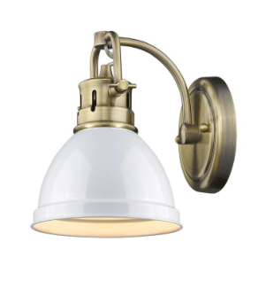 Copy of 1 Light Bath Vanity in Aged Brass with a White Shade, Lighting, Laura of Pembroke