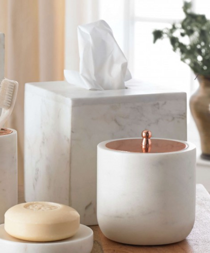 Calacatta Marble Tissue Holder, Home Accessories, Mud Pie, Laura of Pembroke