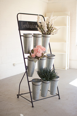 Flower Rack With Nine Galvanized Buckets, Home Accessories, Laura of Pembroke