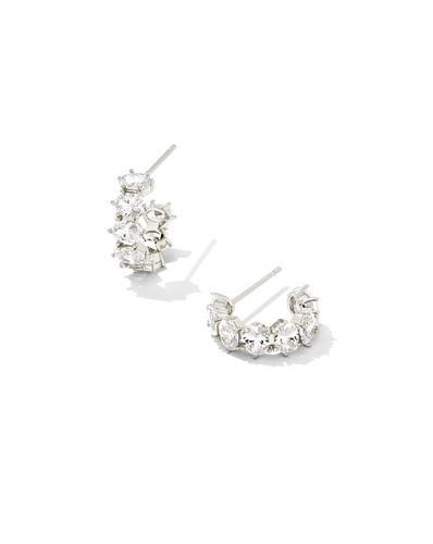 Cailin Crystal Rhodium Huggie Earring