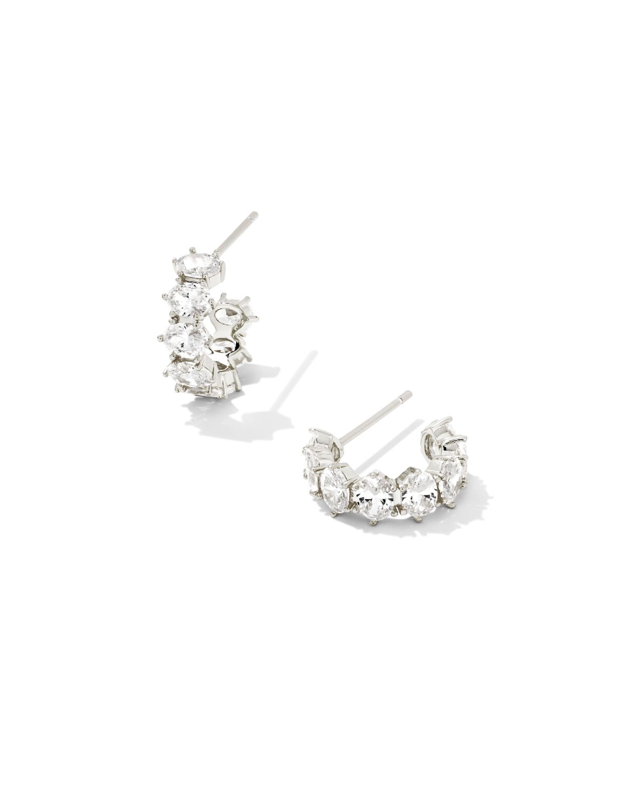 Cailin Crystal Rhodium Huggie Earring