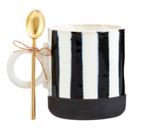 STRIPE BLACK STONEWARE MUG