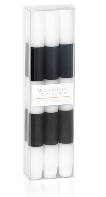 Set of 6 Black and White Candlesticks 