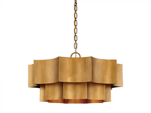 SHELBY 6 LIGHT PENDANT, GOLD PATINA