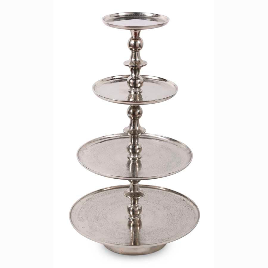 Silver Nickel 4 Tiered Round Graduated Stand