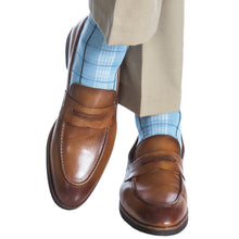 SKY BLUE W/CREAM NAVY PLAID MC SOCK