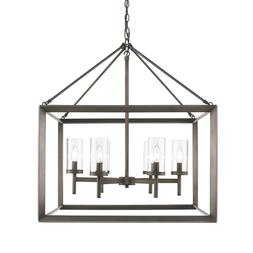 Smyth 6 Light Chandelier in Gunmetal Bronze with Clear Glass, Lighting, Laura of Pembroke
