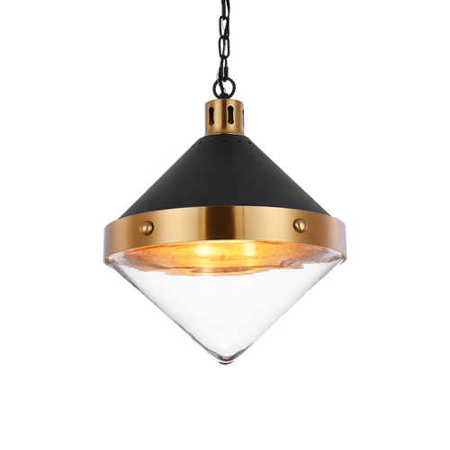 Sphercon Matte Black & Aged Gold Brass 3 Light Pendant