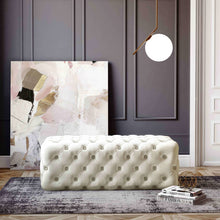 KAYLEE CREAM VELVET TUFTED OTTOMAN