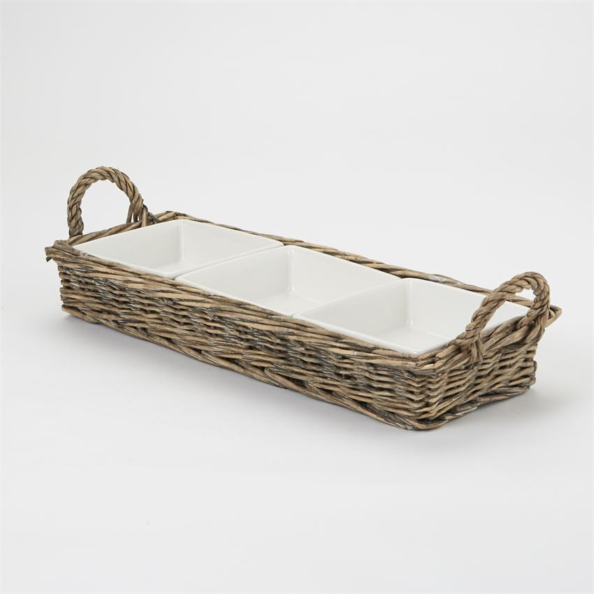 Triple Section Server Willow Basket, Gifts, Mud Pie, Laura of Pembroke