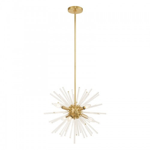 Utopia 6 Light Satin Brass Pendant Chandelier, Lighting, Laura of Pembroke