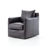 Laura of Pembroke Banks Swivel Chair-Rider Black Leather