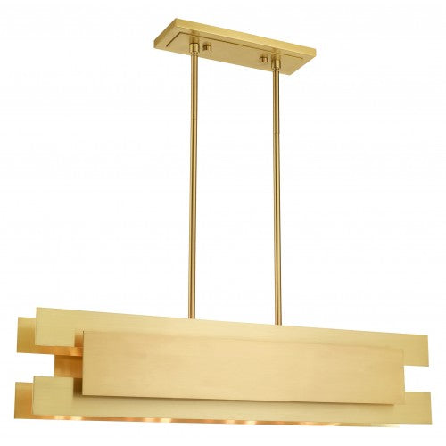 Varick 4 Light Satin Brass Linear Chandelier, Lighting, Laura of Pembroke