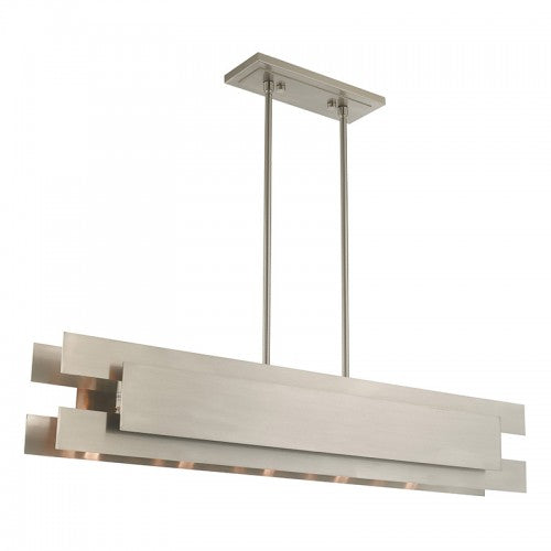 Varick 5 Light Brushed Nickel Linear Chandelier, Lighting, Laura of Pembroke