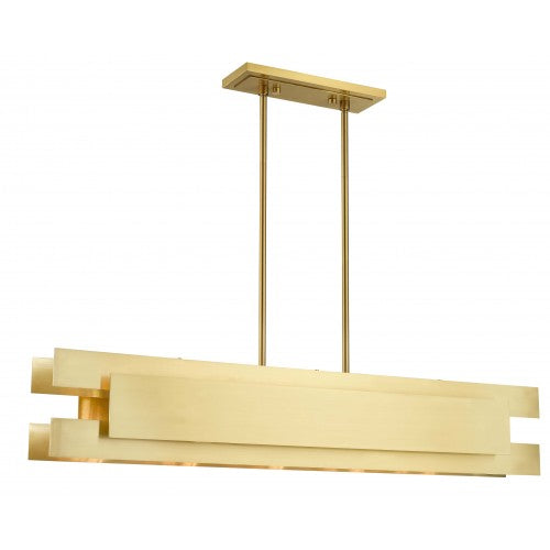 Varick 5 Light Satin Brass Linear Chandelier, Lighting, Laura of Pembroke