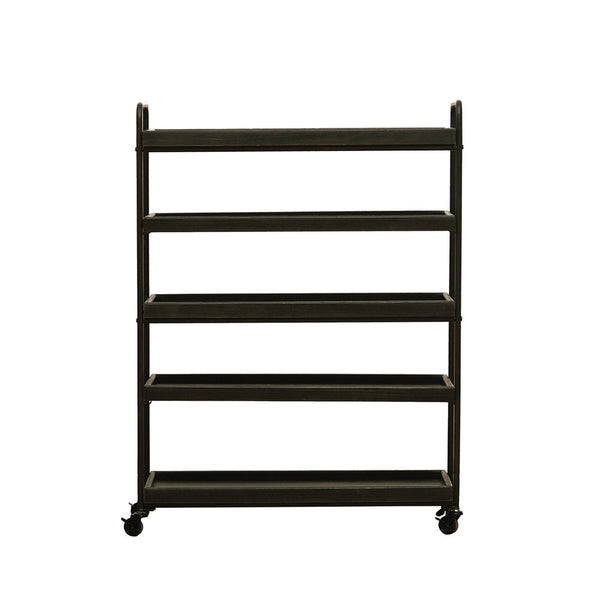 Wood & Metal 5-Tier Shelf on Casters,