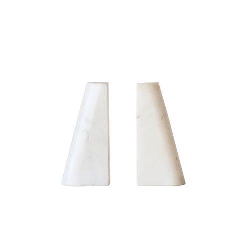 White Marble Bookends, Set of 2