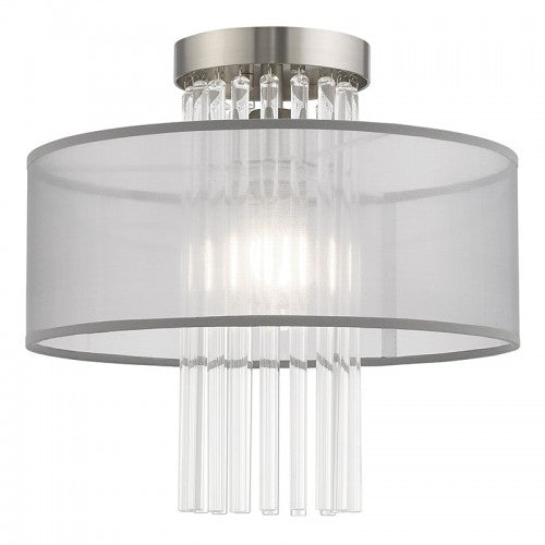 Alexis 1 Light Brushed Nickel Ceiling Mount, Lighting, Laura of Pembroke