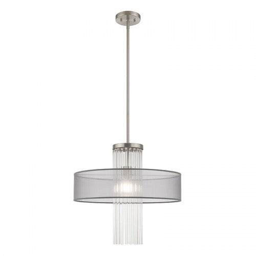 Alexis 1 Light Brushed Nickel Pendant Chandelier, Lighting, Laura of Pembroke
