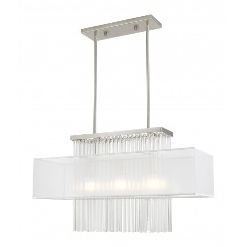 Alexis 3 Light Brushed Nickel Linear Chandelier, Lighting, Laura of Pembroke