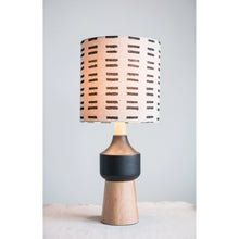 WOOD & CERAMIC MUDCLOTH PATTERN TABLE LAMP