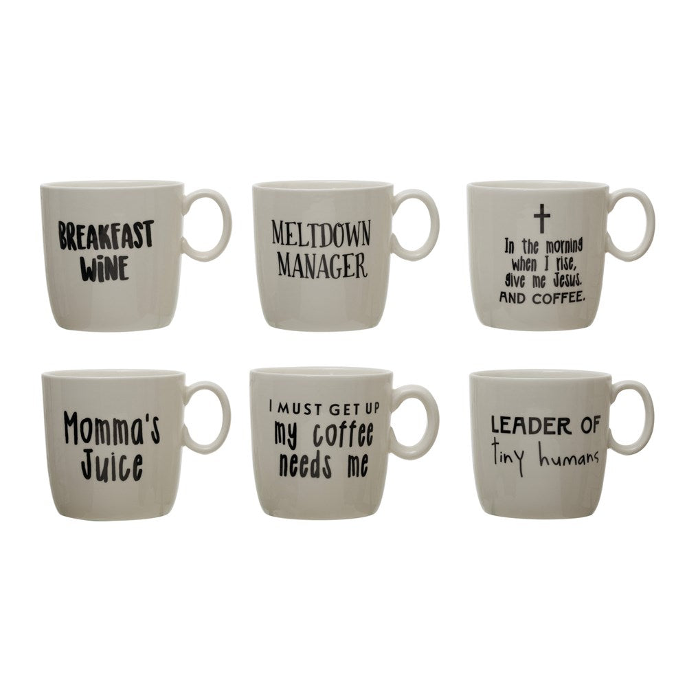 MUG WITH SAYING, WHITE