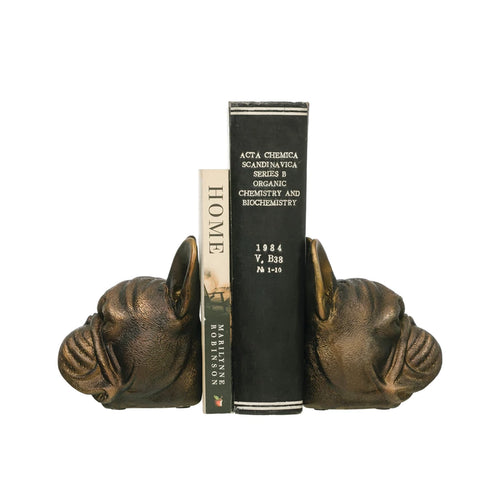 BRONZE DOG HEAD BOOKENDS-SET OF 2