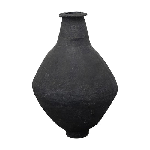 BLACK PAPER MACHE FLOOR VASE