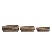 HAND WOVEN STRIPE SEAGRASS BASKET- LARGE