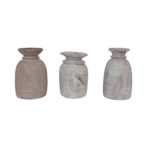 WHITEWASHED WOOD JUG- 3 STYLES
