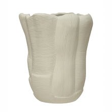 WHITE RUFFLED STONEWARE VASE