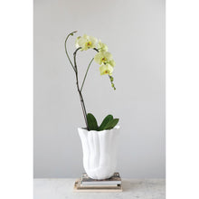 WHITE RUFFLED STONEWARE VASE