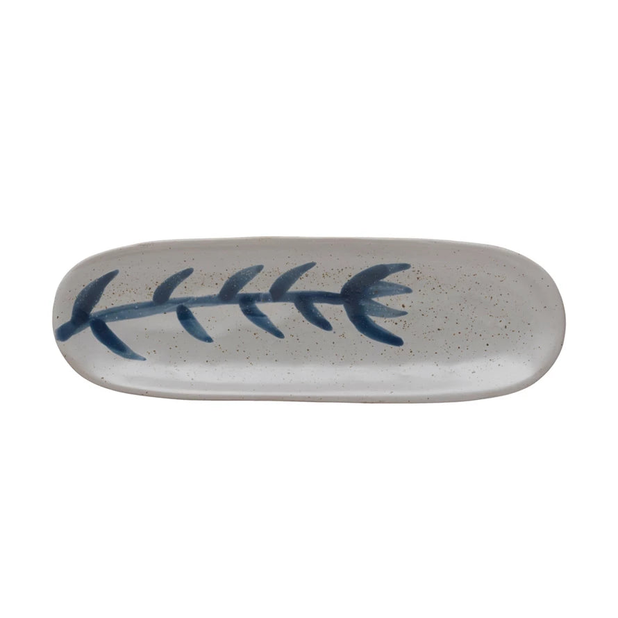 STONEWARE TRAY W/FLOWER