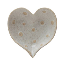 STONEWARE HEART DISH W/DOTS