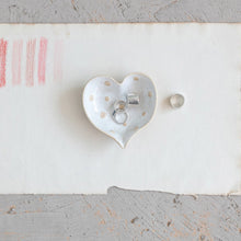 STONEWARE HEART DISH W/DOTS