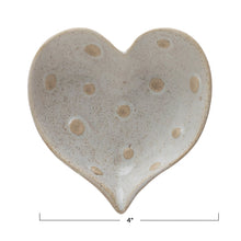 STONEWARE HEART DISH W/DOTS