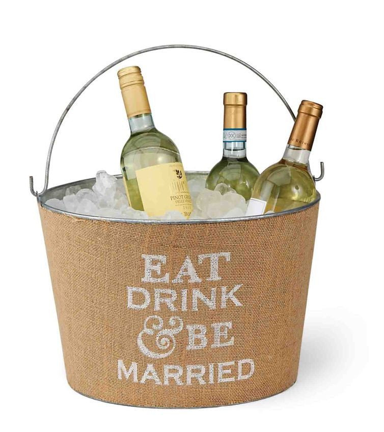 Eat, Drink, & Be Married Burlap Tub, Gifts, Mud Pie, Laura of Pembroke
